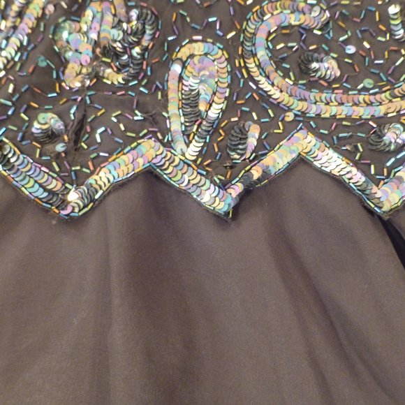 LAWRENCE KAGAR BLACK LINED SEQUIN GOWN Size 1X Silk lining HOLIDAY DRESSING $160 - Picture 10 of 13